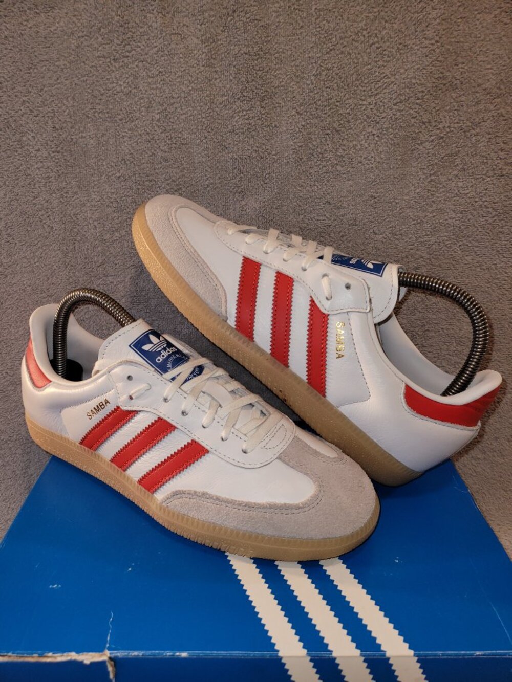 Adidas Samba OG Originals J White Collegiate Red Gum Big Kid's Size 6.5 Sneakers